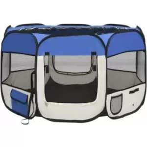 Vidaxl - Foldable Dog Playpen with Carrying Bag Blue 110x110x58cm Blue