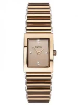Sekonda Ladies Seksy Edge Silver Stone Set Rose Gold Plated...