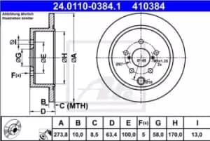 ATE Brake disc 24.0110-0384.1 Brake rotor,Brake discs SUBARU,FORESTER (SJ),XV (_GP_),XV (GT),IMPREZA Schragheck (GP),IMPREZA Stufenheck (GJ)
