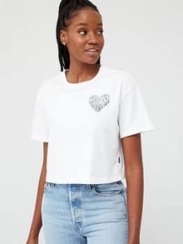 Converse Left Chest Heart Cropped T-Shirt - White