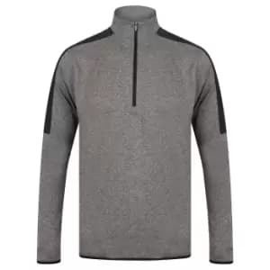 Finden & Hales Mens Contrast Zip Neck Midlayer Top (L) (Grey Marl/Black)