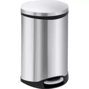 EKO Waste collector with pedal, shell shape, capacity 50 l, HxWxD 705 x 406 x 406 mm, stainless steel body