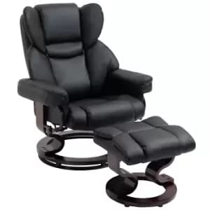Homcom Pu Leather Manual Reclining Office Armchair Footstool Set Duo Padded Seat Black