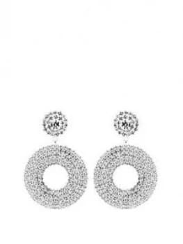 Mood Mood Silver Plated Pave Double Circle Drop Earrings