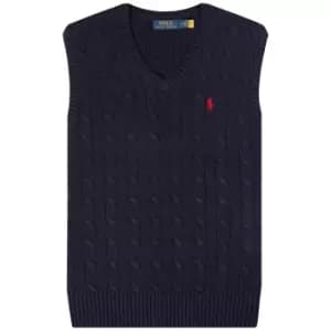 Polo Ralph Lauren Cable Knit V-Neck Vest Navy