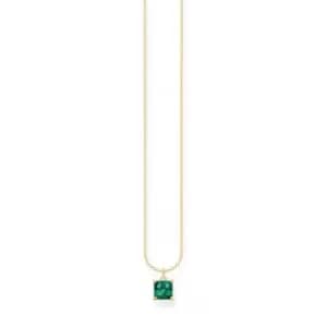 Sterling Silver Gold Plated Green Stone Necklace KE2156-472-6-L45V