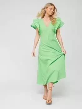 Tommy Hilfiger Sateen Frill Dress - Green, Size 36, Women