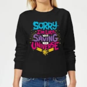 Captain Marvel Sorry I'm Late Womens Sweatshirt - Black