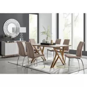 Taranto Oak Effect Dining Table and 6 Cappuccino Isco Chairs - Cappuccino