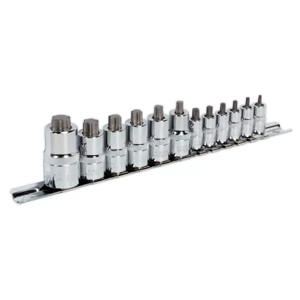 Sealey AK6228 TRX-Star Socket Bit Set 12pc Stubby 1/4, 3/8 & 1/2Sq Drive