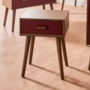 Pacific Klee 1 Drawer Slim Bedside Table, Pine Red