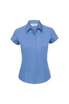 Cap Sleeve Polycotton Easy Care Fitted Poplin Shirt
