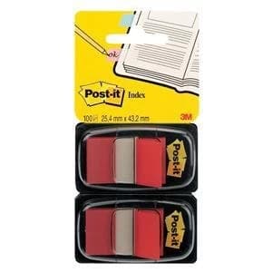 Post it Standard Index Flags 25x44mm Red 2 x Pack of 50 Flags