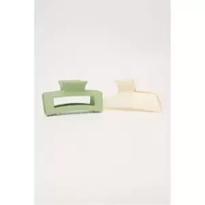I Saw It First Two Pack Mixed Hair Claws - Green