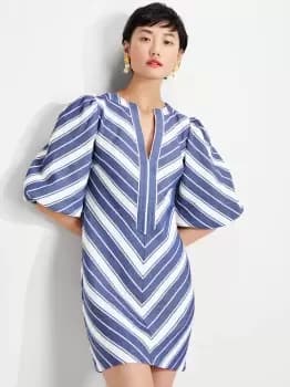 Stripe Double Cloth Dress - Sailboat Blue - M (Uk 12-14)