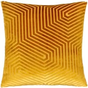 Paoletti - Evoke Geometric Cut Velvet Cushion Cover, Gold, 45 x 45 Cm