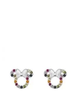 Disney Minnie Mouse Sterling Silver Rainbow CZ Stone Set Stud Earrings E906445RZML.PH, Multi