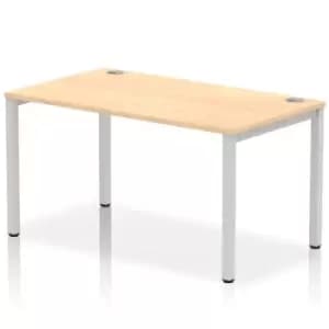 Impulse Bench Single Row 1400 Silver Frame Office Bench Desk Maple