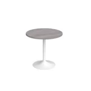 Genoa circular dining table with white trumpet base 800mm - grey oak