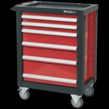 Sealey Premier 6 Drawer Roller Cabinet Black / Red