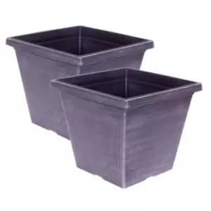 YouGarden Pair Of Estate Chalk Effect Square Planters 35Cm