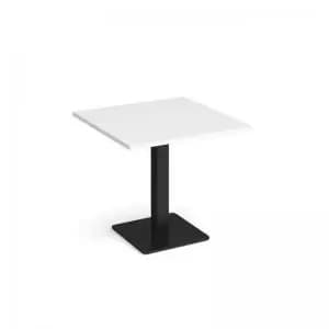 Brescia square dining table with flat square Black base 800mm - white