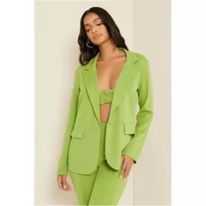 I Saw It First Olive Green Overiszed Single Breasted Blazer With Pockets - Green