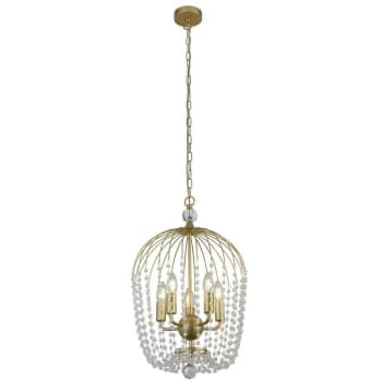 Searchlight Lighting - Searchlight Shower 5 Light Pendant, Gold Finish, Metal, Clear Crystal