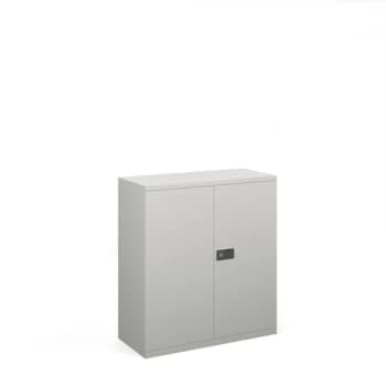 Steel contract cupboard with 1 shelf 1000mm high - goose grey