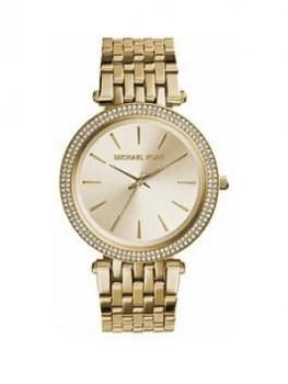 Michael Kors Gold Sunray Crystal Set Dial Gold Stainless Steel Bracelet Ladies Watch