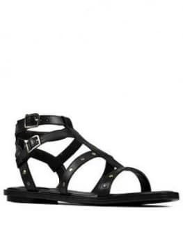 Clarks Willow Glad Leather Flat Sandal - White