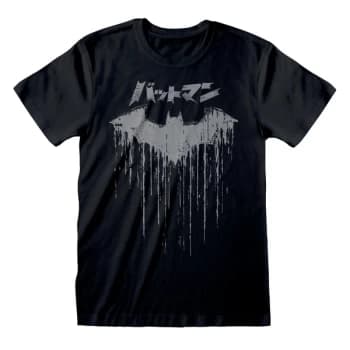 DC Batman - Distressed Japanese Logo Unisex Large T-Shirt - Black