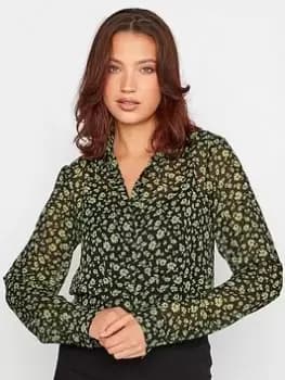 Long Tall Sally Floral Longline Shirt - Green, Black, Size 10, Women