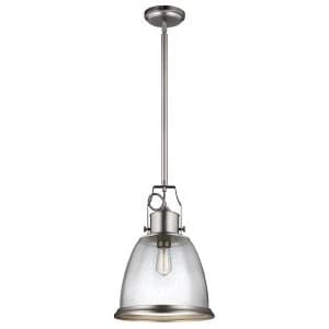 1 Light Large Dome Ceiling Pendant Satin Nickel, E27