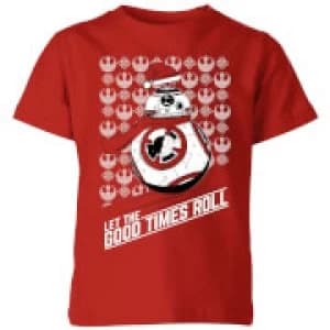 Star Wars Let The Good Times Roll Kids Christmas T-Shirt - Red - 11-12 Years