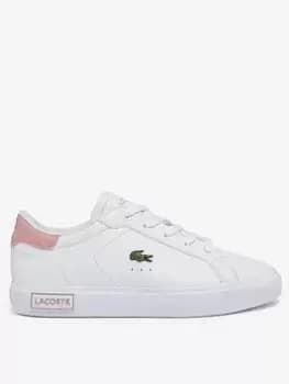 Lacoste Child Powercourt 0721 Trainers, White/Pink, Size 10 Younger