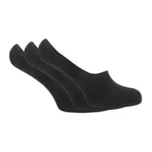 Womens Invisible Footies Cotton Socks With Anti Slip Gripping Technology (3 Pairs) (4-7 UK) (Black)