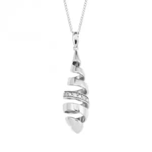 Spiral Diamond Detail in White Gold Drop Pendant GP2337