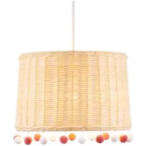Glow Light Shade Pom Pom Easy Fit 30cm Ceiling Lampshade - Natural - Litecraft