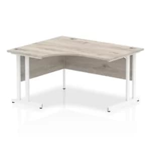 Impulse 1400mm Left Crescent Desk Grey Oak Top White Cantilever Leg I0