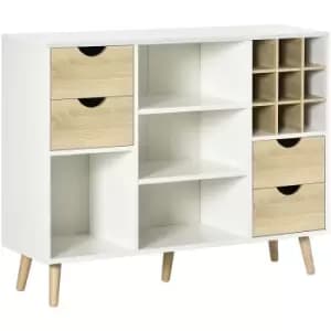 Kitchen Sideboard Storage Cabinet with Removable Wine Holder, Natural - Natural wood finish - Homcom