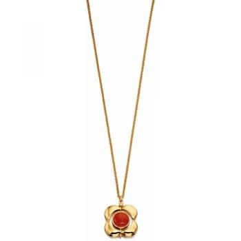 Ladies Orla Kiely Sterling Silver Tigers Eye & Red Quartz Rotating Flower Necklace