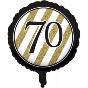 70th Foil Balloon Black & Gold