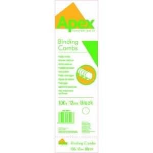 Fellowes Apex Plastic Binding Combs 12mm Black Pack of 100 6201101
