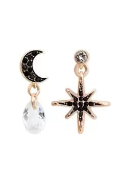 Rose Gold And Jet Star Charm Earrings