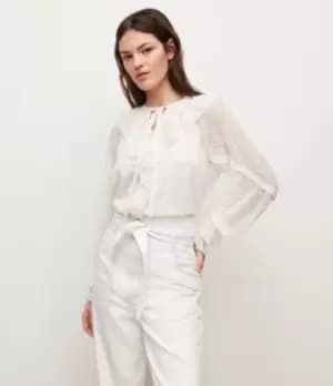 AllSaints Womens Ava Blouse, Ecru White, Size: 8