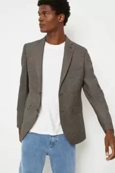 Mens Brown Nep Slim Blazer