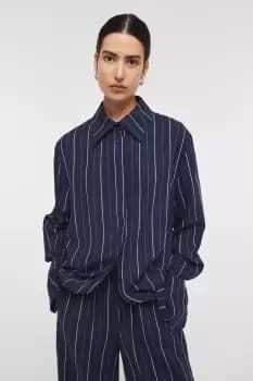 Kayla Wrap Front Shirt, Navy Stripe / UK 6
