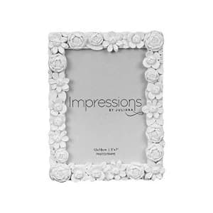 5" x 7" - Impressions White Resin Floral Photo Frame