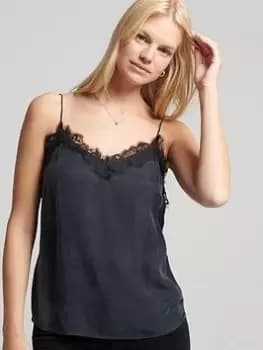 Superdry Studios Eyelash Cami - Navy, Size 14, Women